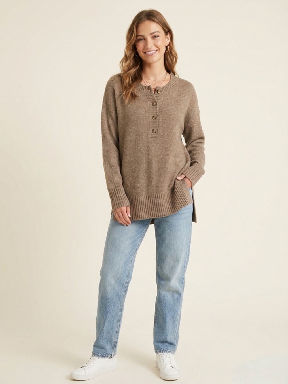 Brown Button-Up Sweater Cardigan